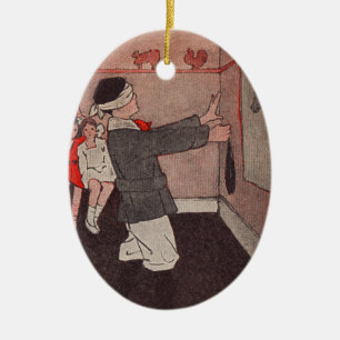 Adorno De Cerámica Pon la cola al burro vintage niños