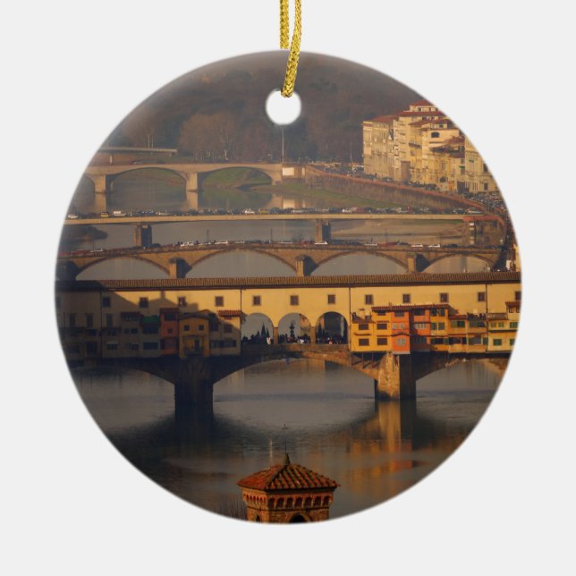 Adorno De Cerámica Ponte Vecchio y puentes de Florencia, Italia (Frente)
