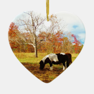 Adorno De Cerámica Pony/caballo en miniatura negro y blanco