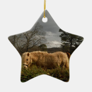 Adorno De Cerámica Pony en miniatura rubia / caballo