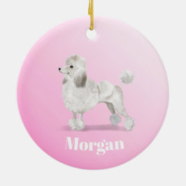 Adorno De Cerámica Poodle Cute Perro Rosa Personal