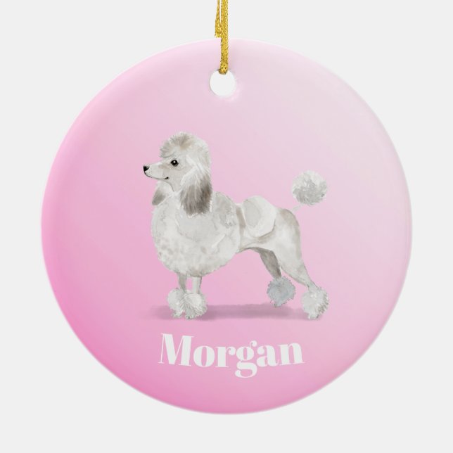 Adorno De Cerámica Poodle Cute Perro Rosa Personal (Atrás)