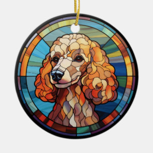 Adorno De Cerámica Poodle de perro de vidrio templado dulce