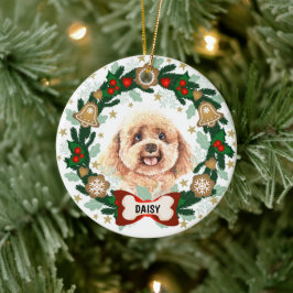 Adorno De Cerámica Poodle Dog Christmas Dog Cookie Wreath
