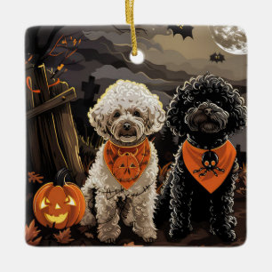 Adorno De Cerámica Poodle Halloween Espeluznante