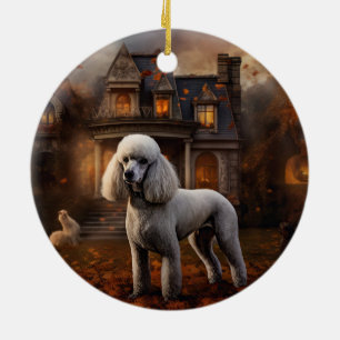 Adorno De Cerámica Poodle Halloween Scary