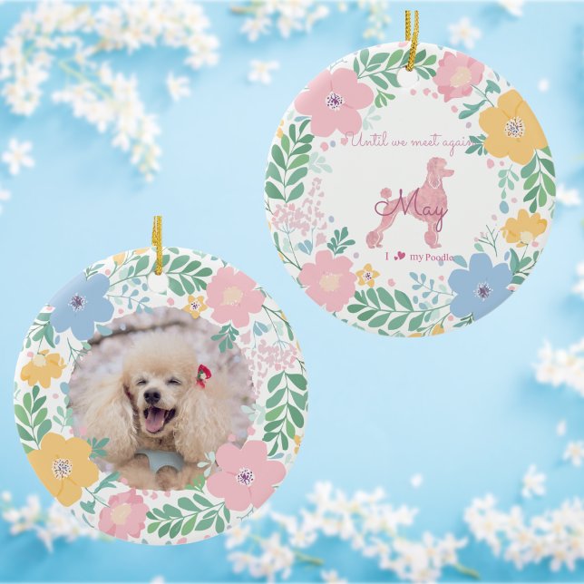 Adorno De Cerámica Poodle Pastel Pink Custom Photo & Name Memorial  (Subido por el creador)