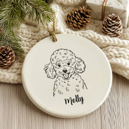 Adorno De Cerámica Poodle Perro Navidad Personalizado