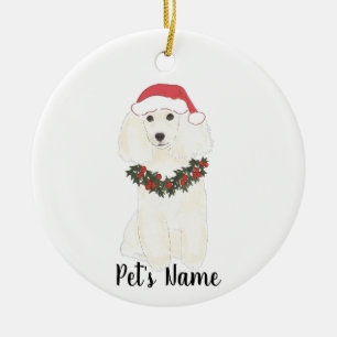 Adorno De Cerámica Poodle personalizado (blanco)
