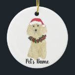 Adorno De Cerámica Poodle personalizado (Blonde Golden Tan)<br><div class="desc">Haz la lista este año con un adorno de tu elfo de caniche favorito! Para los regalos más dulces,  ¡emparejételos con una impresión de arte equivalente u otro artículo de mi colección!</div>