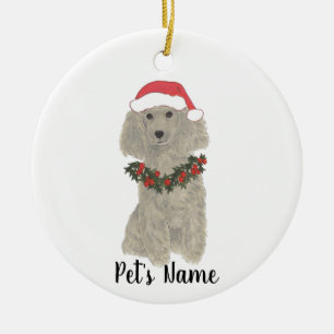 Adorno De Cerámica Poodle personalizado (plata gris)