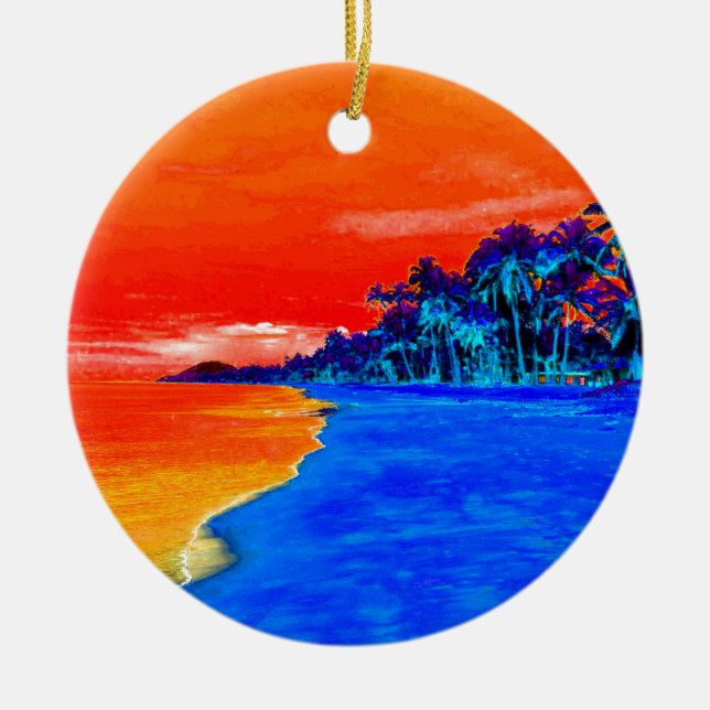 Adorno De Cerámica Pop Art Exotic Beach Palm Trees (Frente)