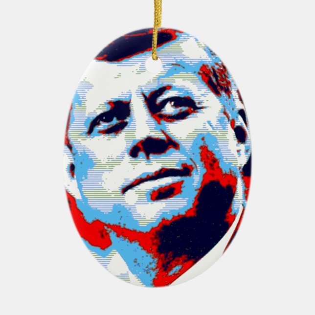 Adorno De Cerámica Pop Art JFK John F. Kennedy Blue (Frente)