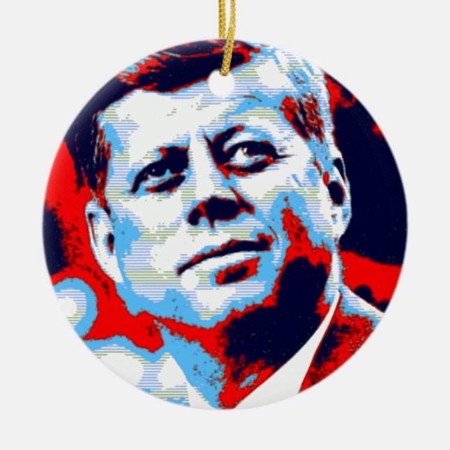 Adorno De Cerámica Pop Art JFK John F. Kennedy Blue (Frente)
