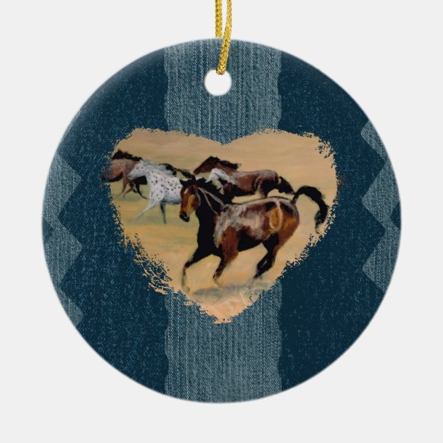 Adorno De Cerámica Por el amor a los caballos (Frente)
