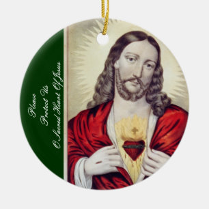 ADORNO DE CERÁMICA POR FAVOR, PROTEGERNOS DEL SAGRADO CORAZÓN DE JESÚ
