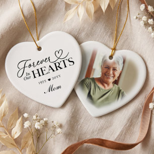 Adorno De Cerámica Por Siempre en Nuestros Corazones Mamá Corazón Fot