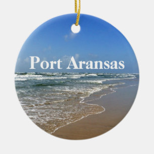 Adorno De Cerámica Port Aransas Texas Foto de Playa Navidad Personali