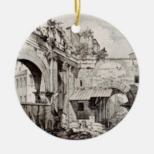 Adorno De Cerámica Pórtico de Octavia Roma Arte en Blanco y Negro