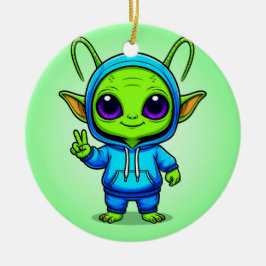 Adorno De Cerámica 🌈👽 Pose de Moda Alienígena Adorable Vibraciones 
