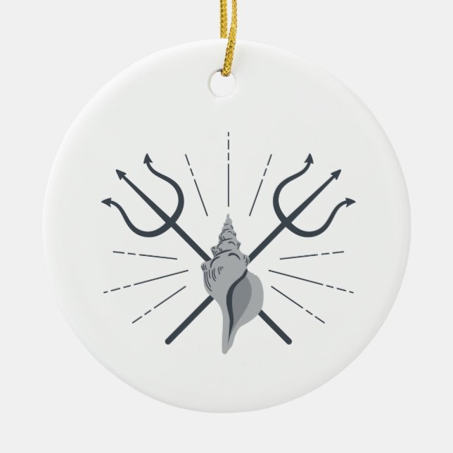 Adorno De Cerámica Poseidon Trident (Frente)