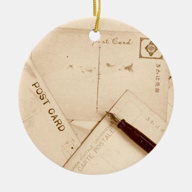 Adorno De Cerámica Postales del vintage (Frente)