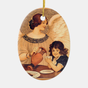 Adorno De Cerámica Póster Antiguo del Ángel de Chocolate Francés: Art