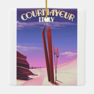 Adorno De Cerámica Poster de esquí italiano Courmayeur