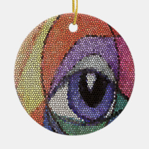 Adorno De Cerámica Poster de vidrio con aspecto fractal de ojos azule