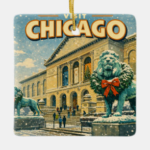 Adorno De Cerámica Póster del Instituto de Arte de Chicago en inviern