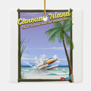 Adorno De Cerámica Poster del paraíso caribeño, canouense.
