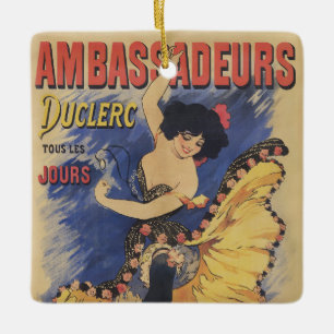 Adorno De Cerámica Póster francés antiguo de bailarina Art Nouveau