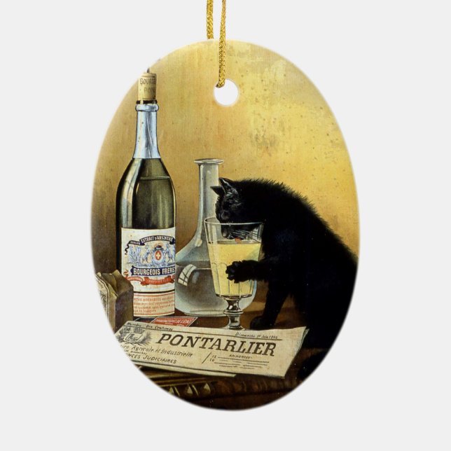 Adorno De Cerámica Poster francés retro "burgués del ajenjo " (Atrás)