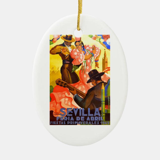 Adorno De Cerámica Poster justo 1949 de España Sevilla abril (Frente)