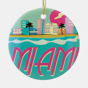 Adorno De Cerámica Póster vintage de Miami de los años 80