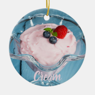 Adorno De Cerámica Postre de crema de frambuesa con menta y regalo de