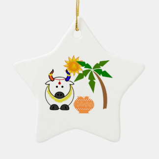 Adorno De Cerámica Pota, vaca y árbol de pongal