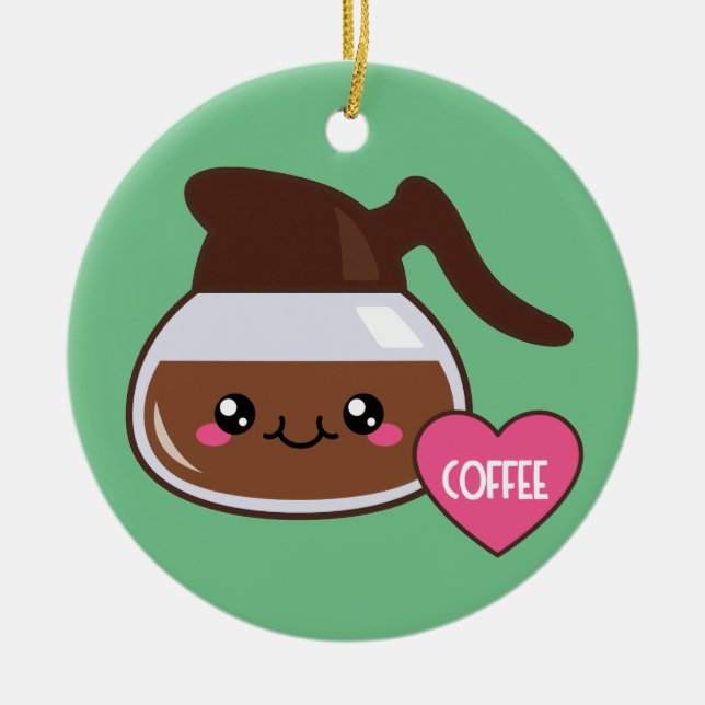 Adorno De Cerámica Pote del café de la emoji (Frente)