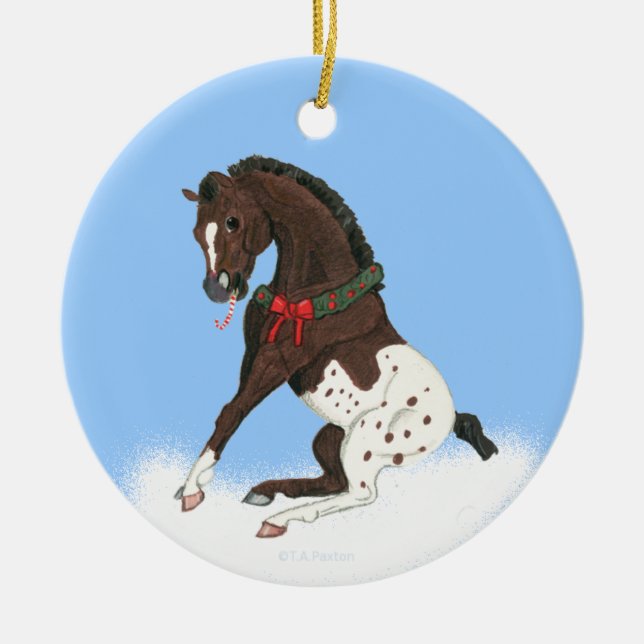 Adorno De Cerámica Potro del Appaloosa del navidad (Frente)