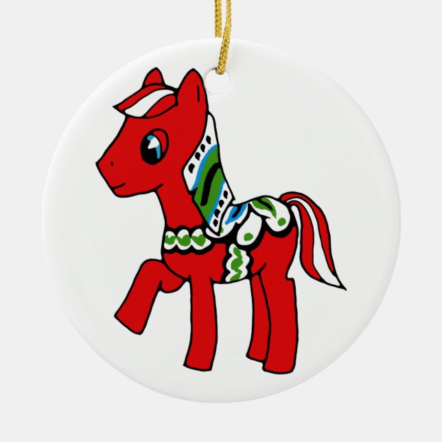 Adorno De Cerámica Potro del caballo de Dala (Frente)