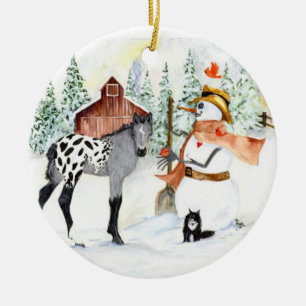 Adorno De Cerámica Potro y muñeco de nieve de Appy
