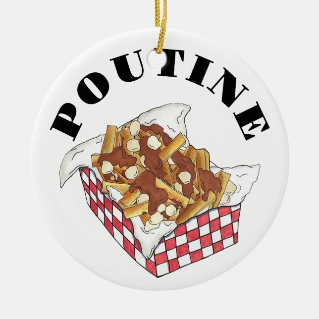 Adorno De Cerámica Poutine Quebec Canadá Alimentos canadienses Fries  (Frente)