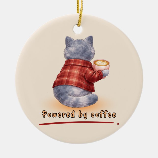 Adorno De Cerámica Powered by Coffee (Frente)