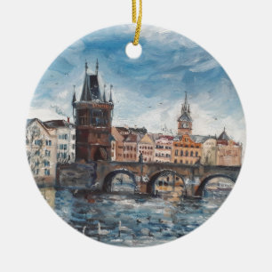 Adorno De Cerámica Prag - pintura del puente de charles