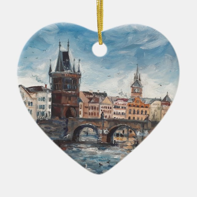 Adorno De Cerámica Prag - pintura del puente de charles (Frente)