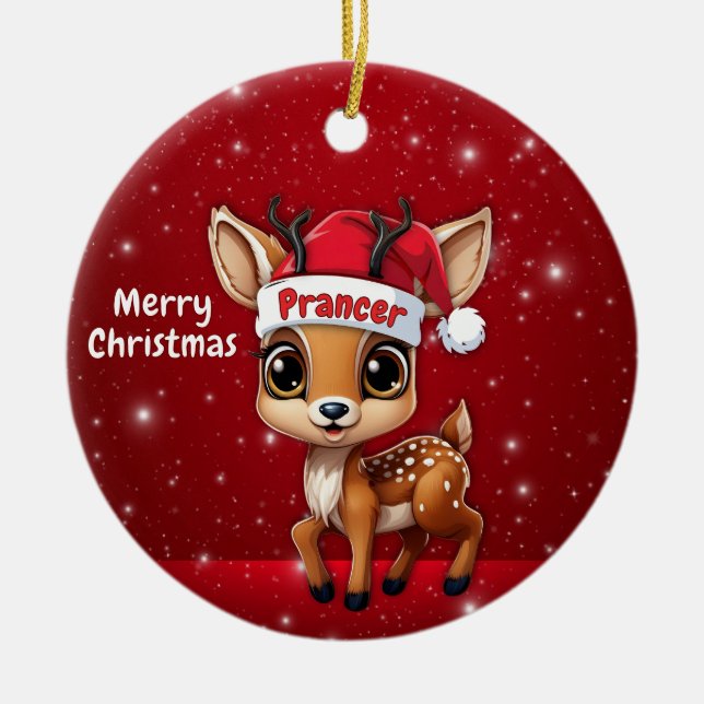 Adorno De Cerámica Prancer Baby Deer, Fawn, Doe, Reindeer🦌 🎄 (Frente)