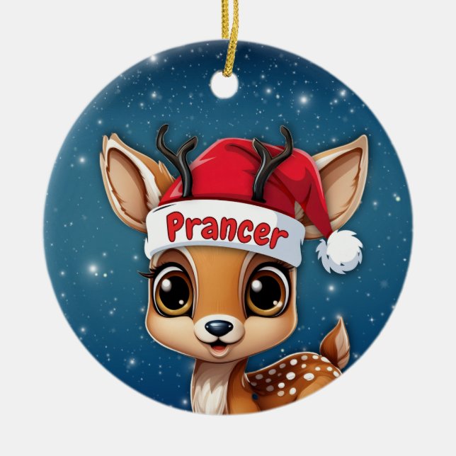 Adorno De Cerámica Prancer Baby Deer, Fawn, Doe, Reindeer 🦌🎄 (Frente)