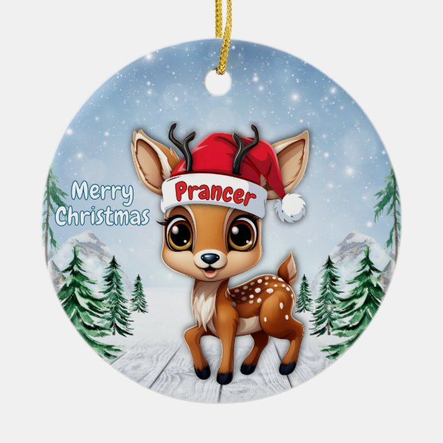 Adorno De Cerámica Prancer Baby Deer, Fawn, Doe, Reindeer 🦌🎄 (Frente)