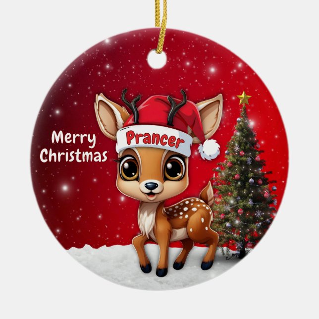 Adorno De Cerámica Prancer Baby Deer, Fawn, Doe, Reindeer🦌 🎄 (Frente)