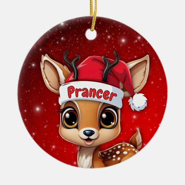 Adorno De Cerámica Prancer Baby Deer, Fawn, Doe, Reindeer🦌 🎄 (Frente)